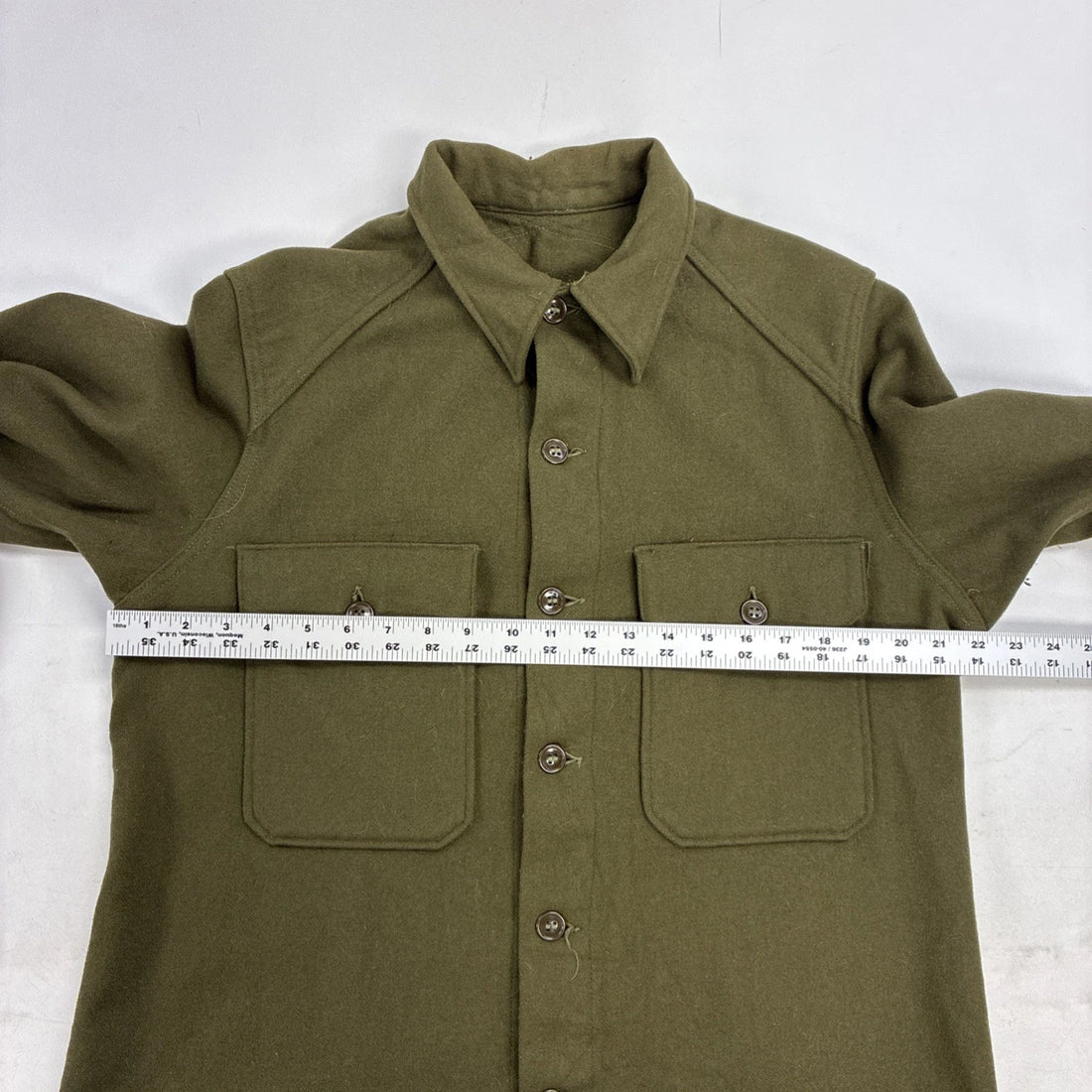 Military Army Wool Button Up Field Shirt Size Large