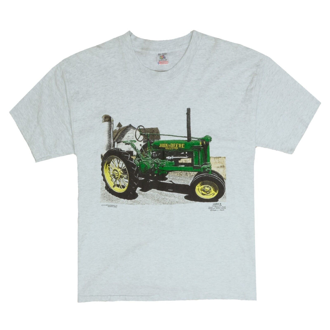 Vintage John Deere Tractor T-Shirt Size XL 90s Gray Single Stitch Farming