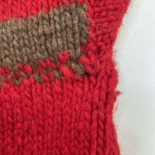 Vintage Bear Wool Knit Cowichan Sweater Size Medium Red