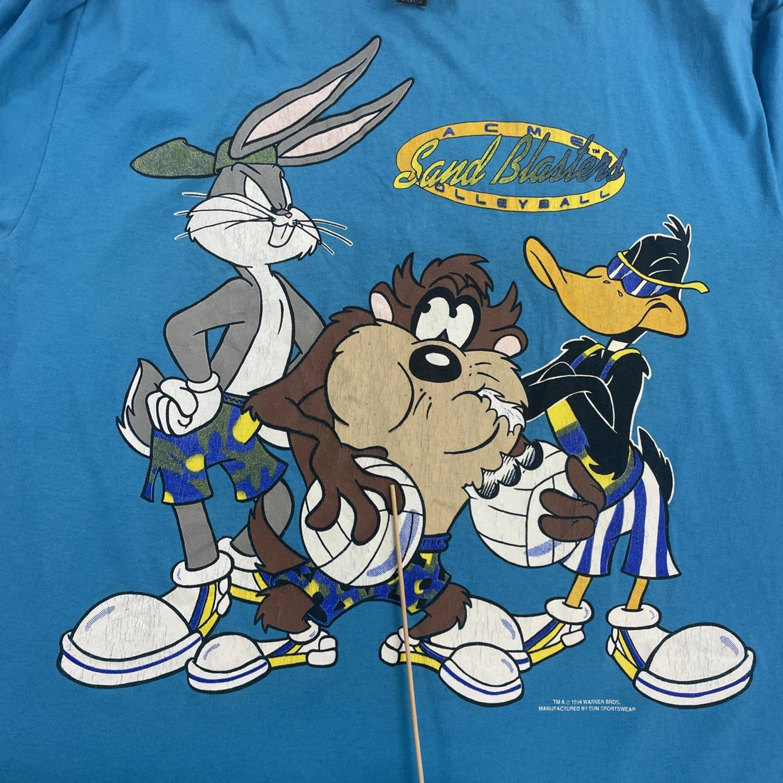 Vintage Looney Tunes Taz Sand Blaster Acme Volleyball T-Shirt Size XL 90s