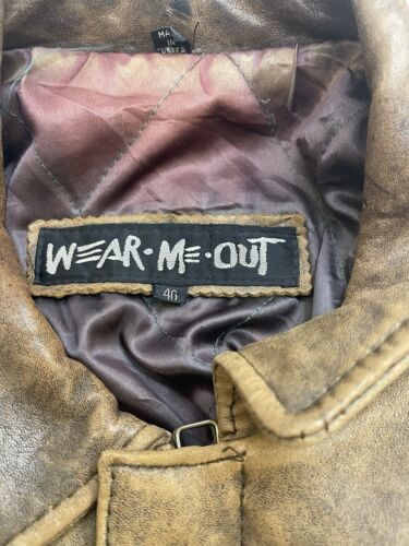 Vintage Wear Me Out Leather Bomber Jacket Size 40 Brown