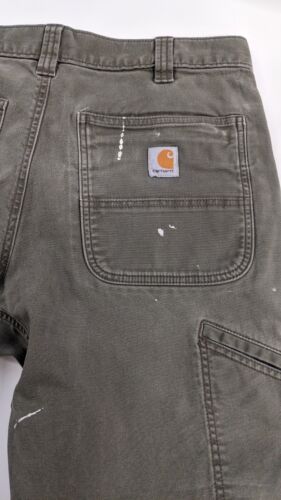 Carhartt Double Knee Carpenter Work Pants Size 35 X 30 Green Relaxed Fit