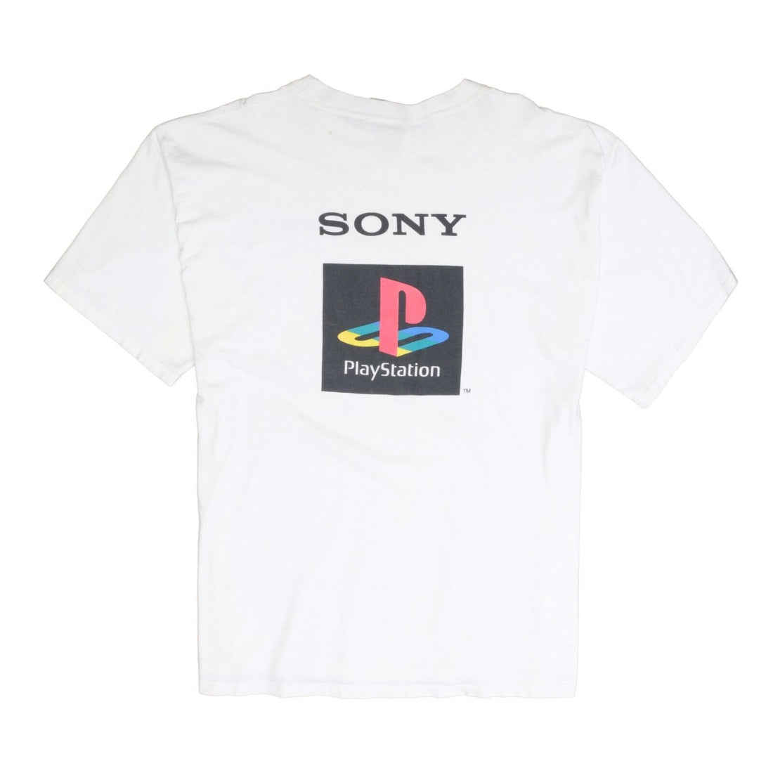 Vintage Sony PlayStation T-Shirt Size XL White Videogame Gaming 90s