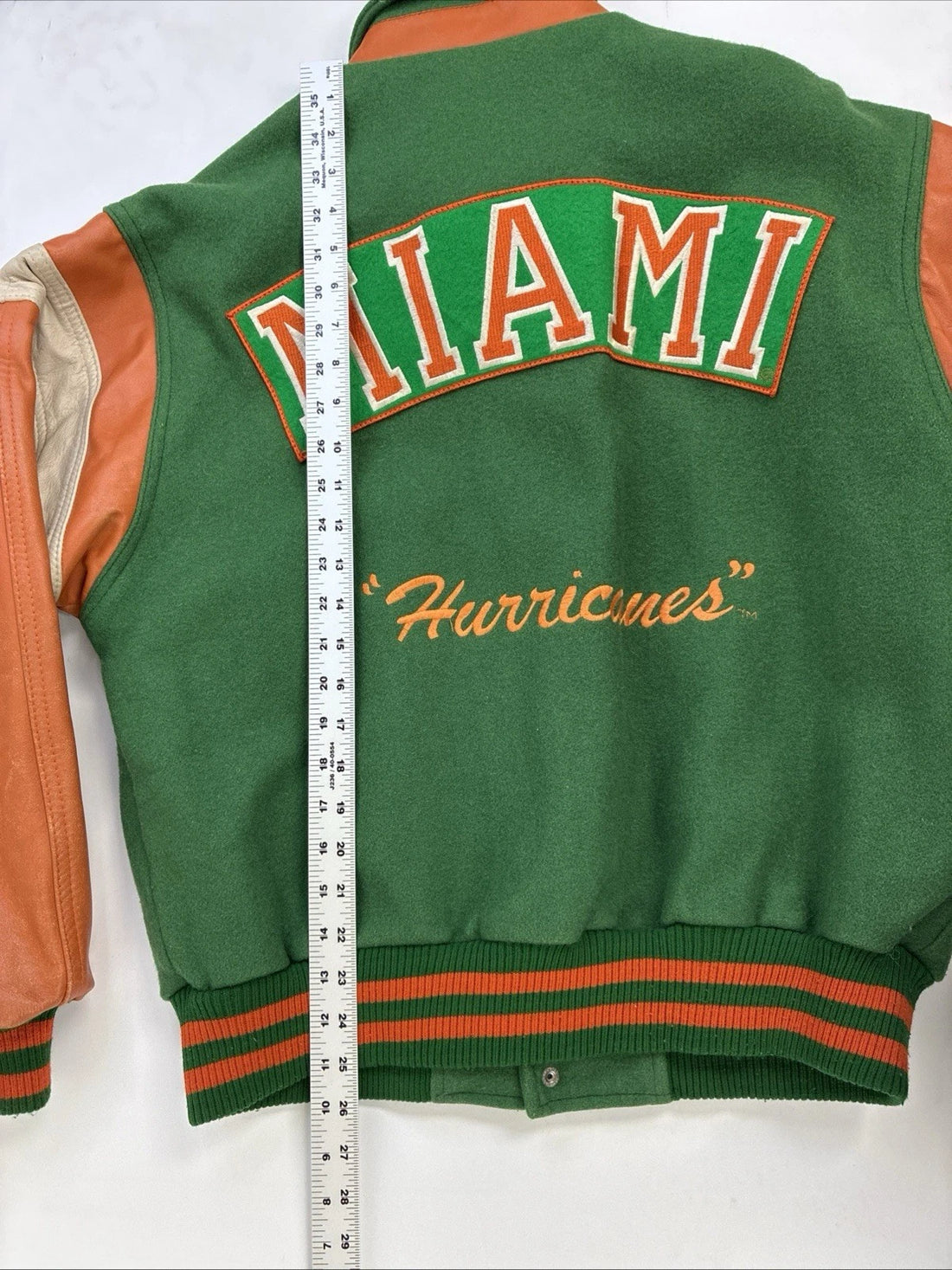 Vintage Miami Hurricanes Leather Wool Varsity Jacket Size Medium NCAA