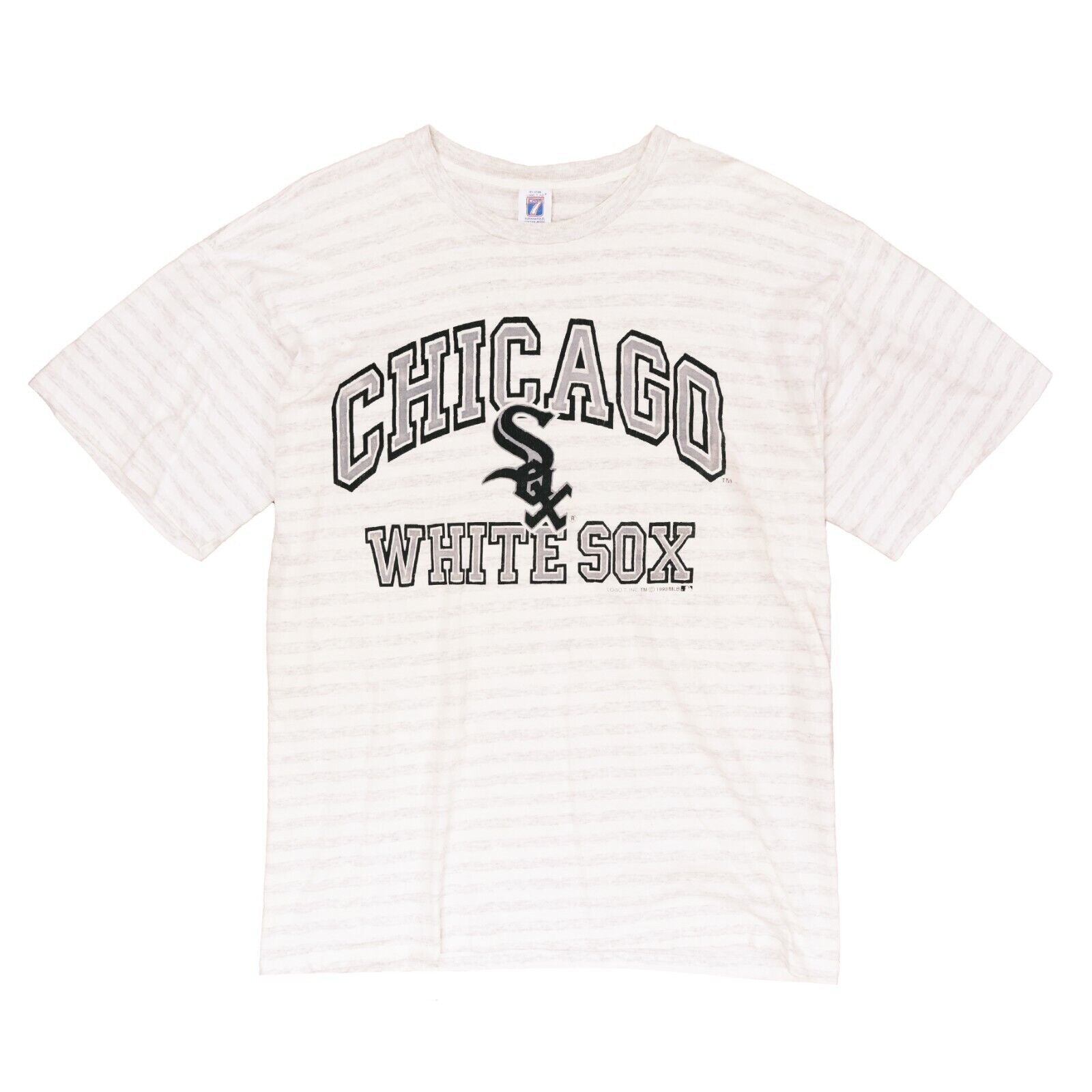 Vintage Chicago White Sox Stiped Logo 7 T-Shirt Size XL 1990 90s MLB