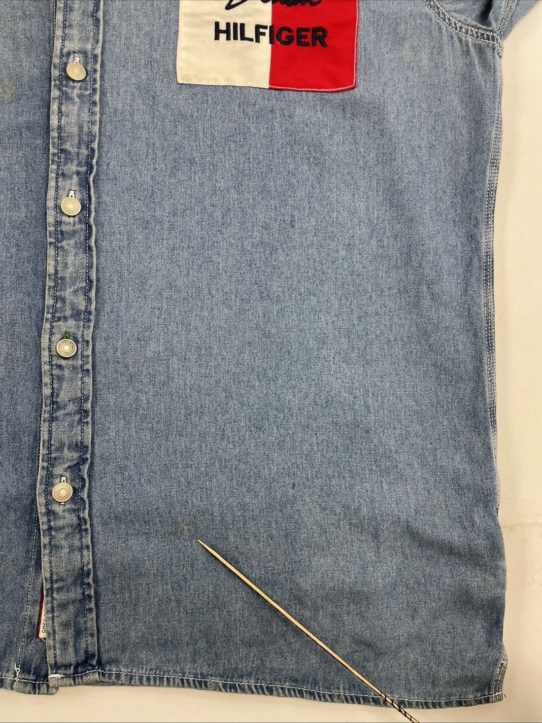 Tommy HIlfiger Flag Pocket Denim Button Up Shirt Size XL