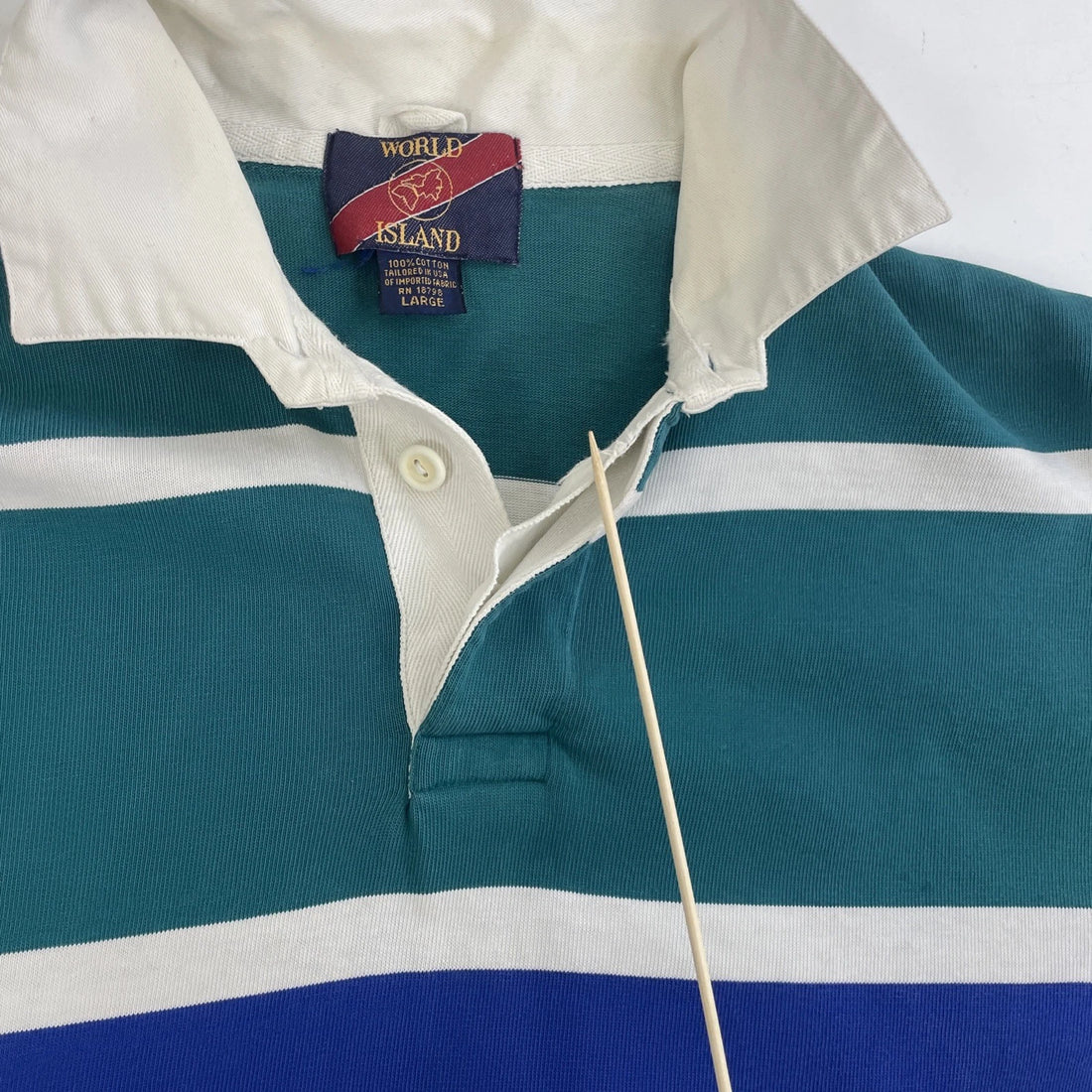Vintage World Island Rugby Shirt Size Large Striped