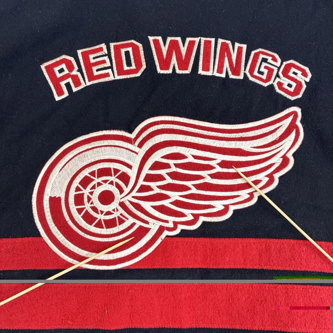 Vintage Detroit Red Wings Nutmeg Wool Varsity Jacket Size Large NHL
