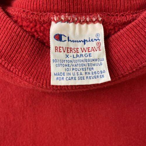 Vintage Champion Reverse Weave Crewneck Sweatshirt Size XL Red 90s