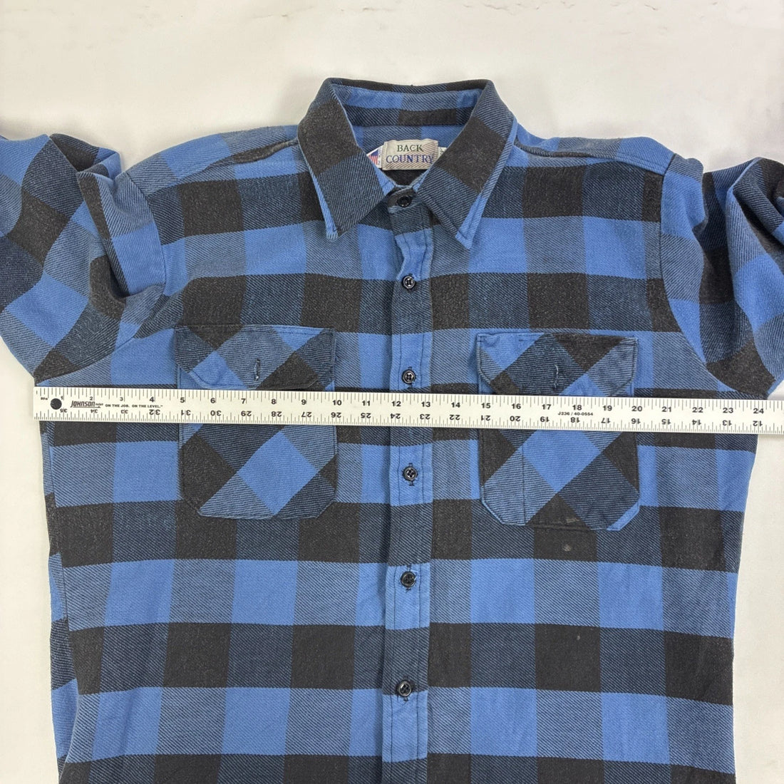 Back Country Blue Buffalo Plaid Button Up Shirt Size XL