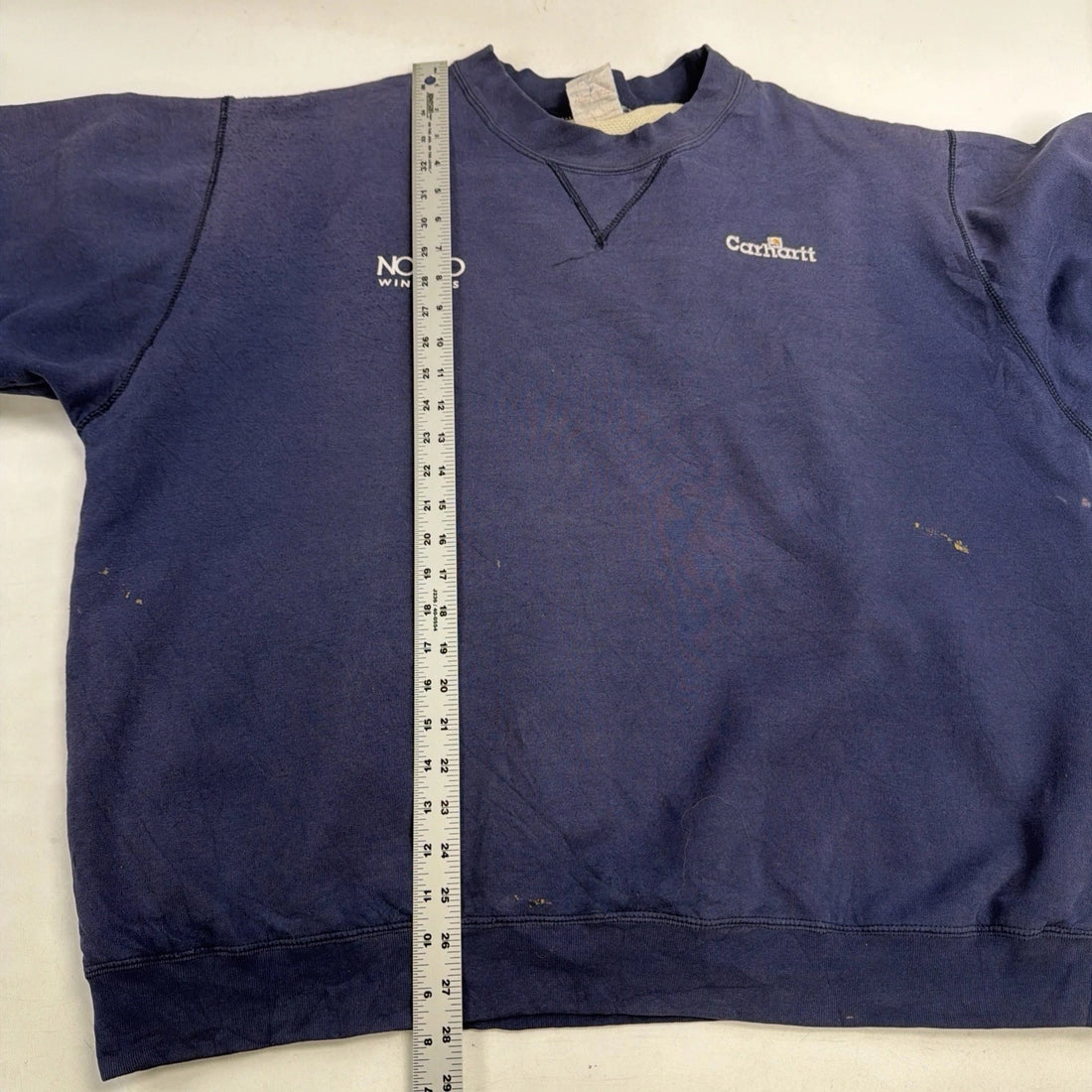 Vintage Carhartt Crewneck Sweatshirt Size 2XL Waffle Thermal Lined Blue