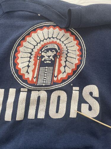Vintage Illinois Fighting Illini Sweatshirt Crewneck Size Medium 80s 90s NCAA