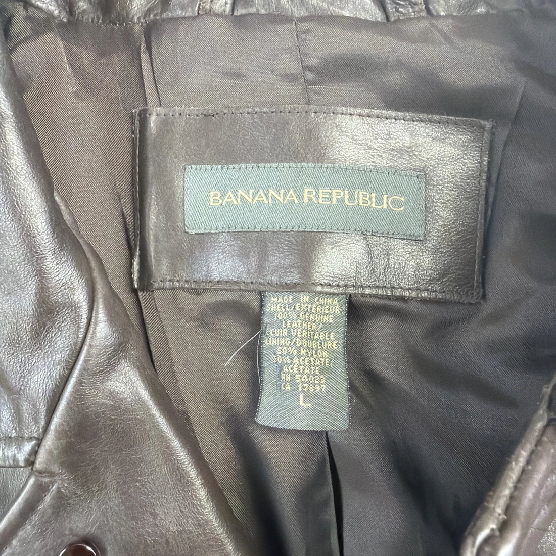 Vintage Banana Republic Leather Trench Coat Jacket Size Large Brown