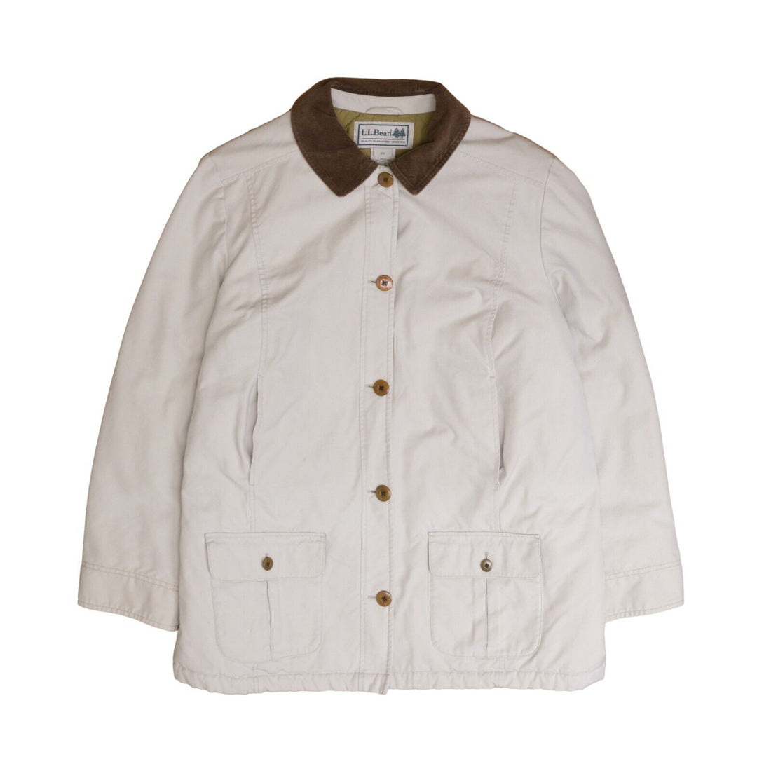 Vintage LL Bean Barn Work Coat Jacket Size 2X White Corduroy Trim