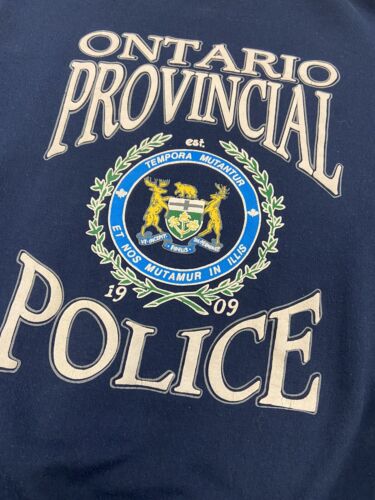 Vintage Ontario Provincial Police Crest Sweatshirt Crewneck Size Large Blue 90s