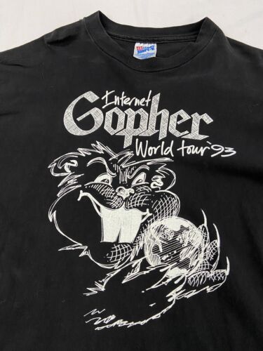 Vintage Internet Gopher Tour T-Shirt Size XL Black 1993 90s