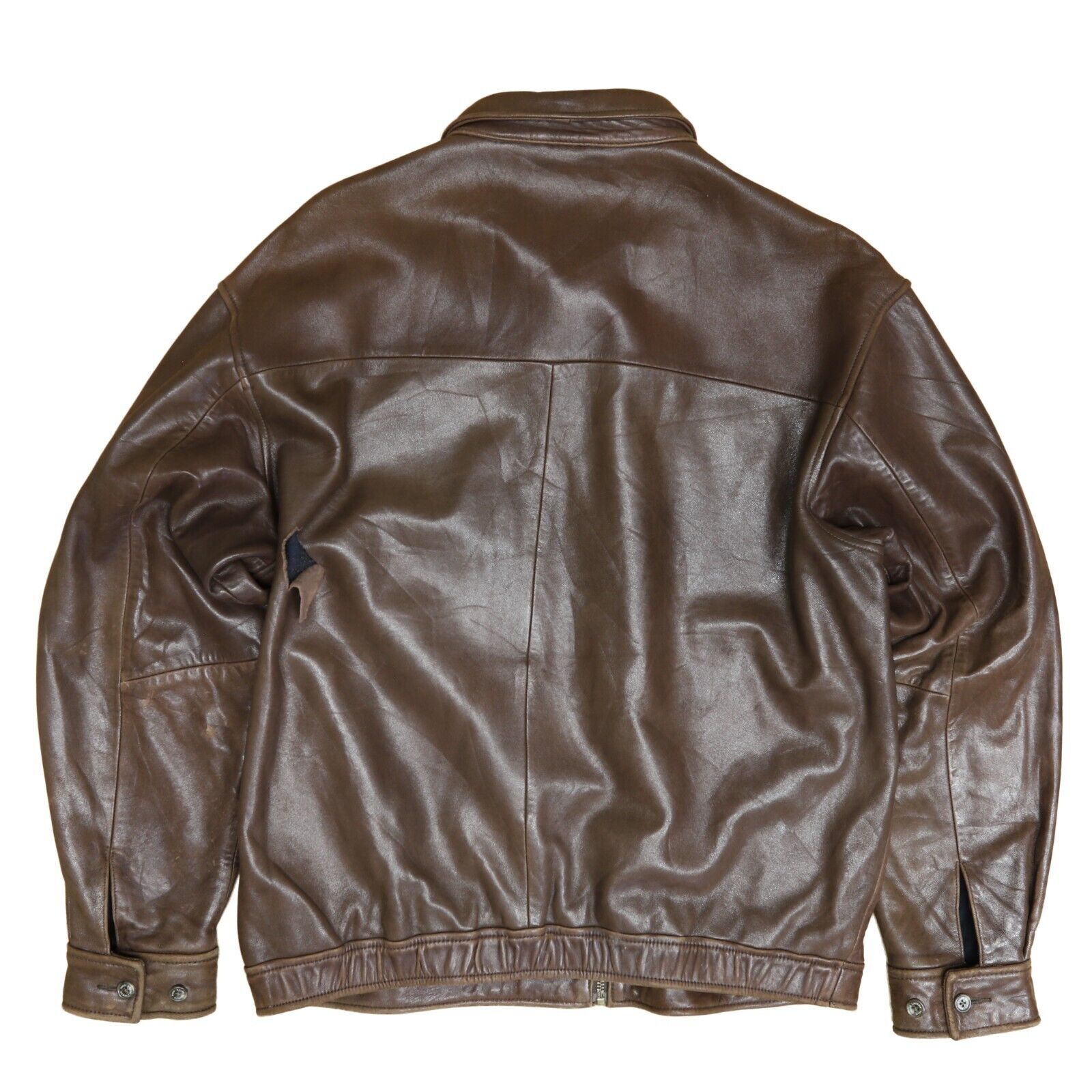 Vintage leather bomber jacket popular size XL