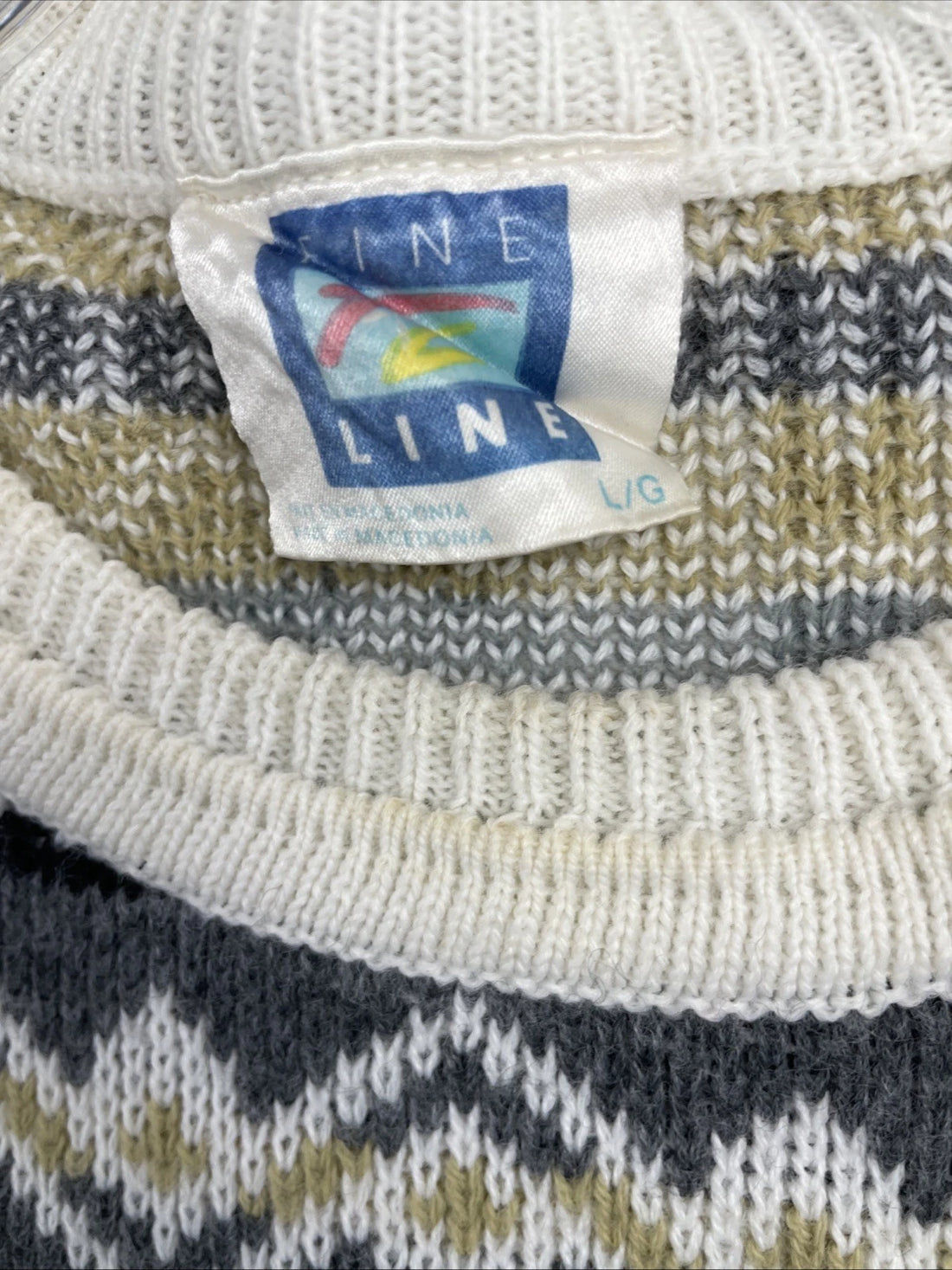 Vintage Fine Line Crewneck Sweater Size Large Fair Isle