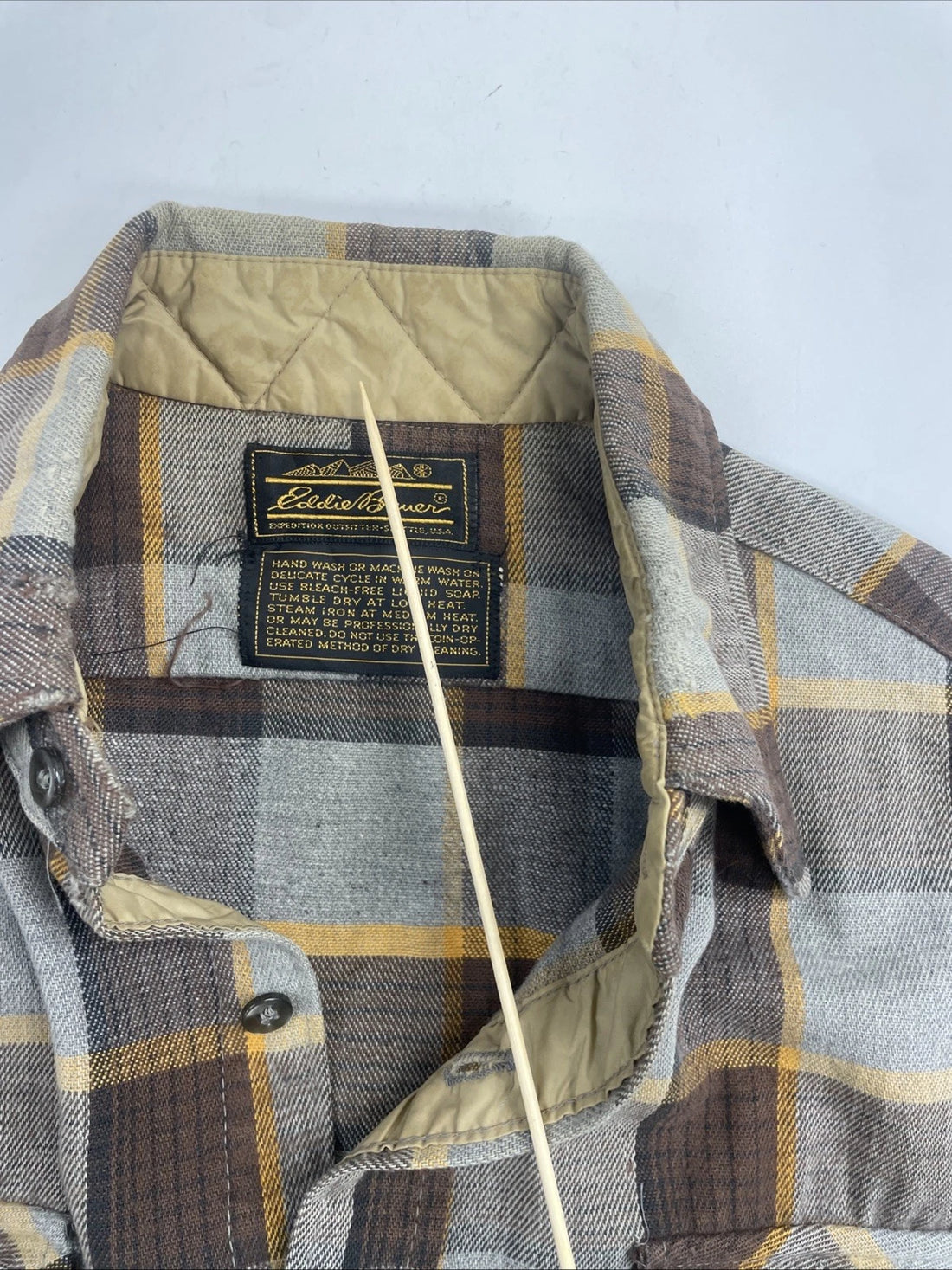 Vintage Eddie Bauer Button Up Shirt Size Large Brown Plaid
