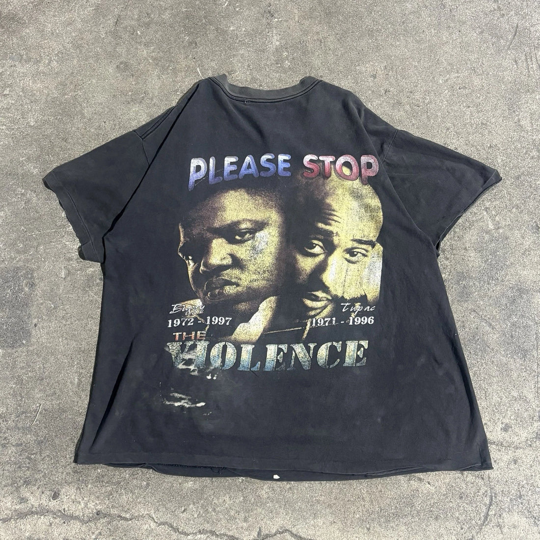 Vintage Tupac Biggie Memorial Please Stop The Violence Rap Tee T-Shirt XL 90s