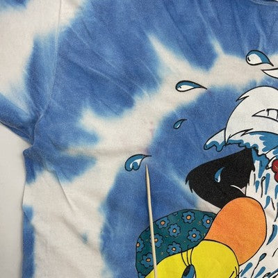 Vintage Tweety Bird Sylvester Cat Tie Dye T-Shirt Size Large 90s