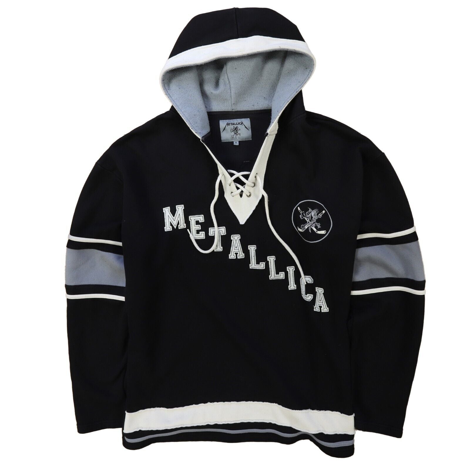 Vintage Metallica Hockey Jersey Sweatshirt Hoodie Size XL Band Music Throwback Vault