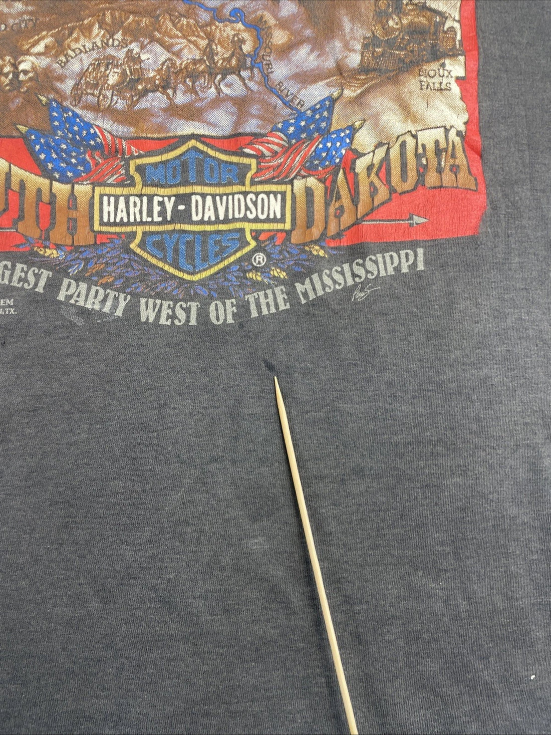 Vintage Harley Davidson 3D Emblem Sturgis South Dakota T-Shirt 2XL 1991