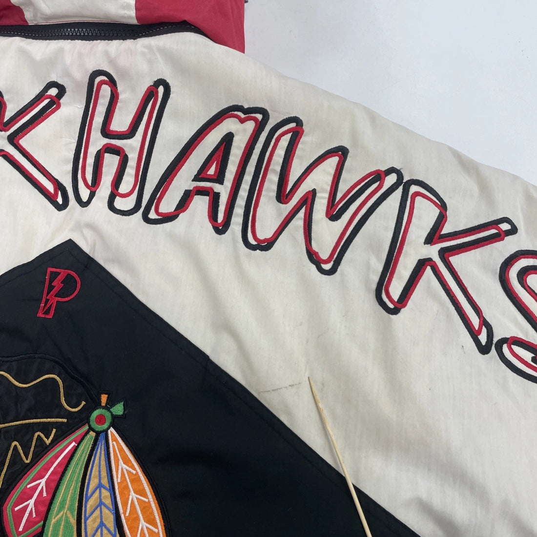 Vintage Chicago Blackhawks Pro Player Puffer Coat Jacket Size Large 90s NHL