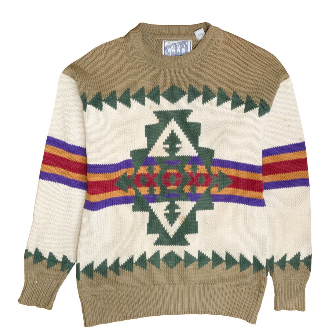 Vintage Claiborne Wear Aztec Pullover Sweater Size Large