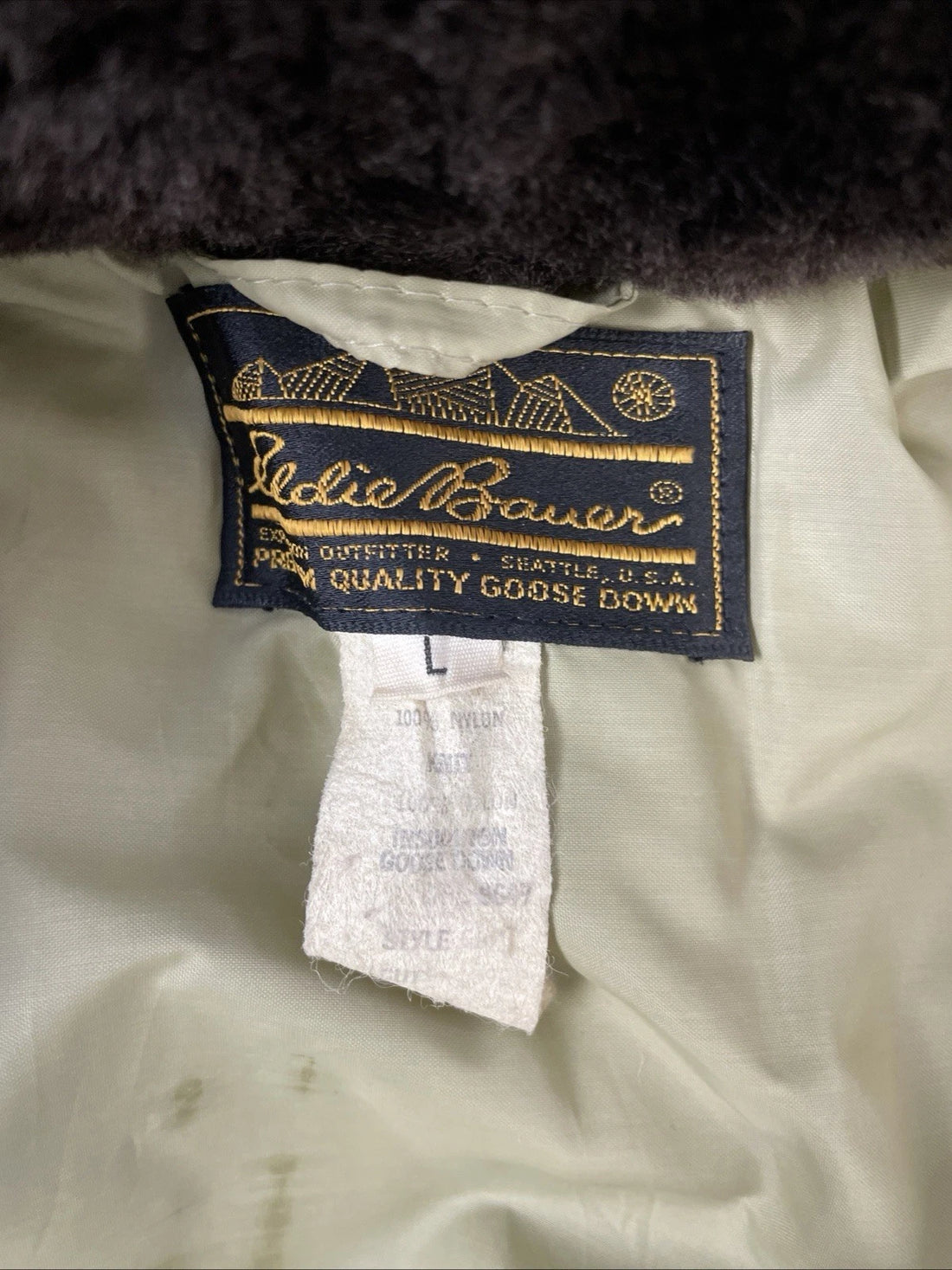 Vintage Eddie Bauer Parka Coat Jacket Size Large Green Goose Down Insulated