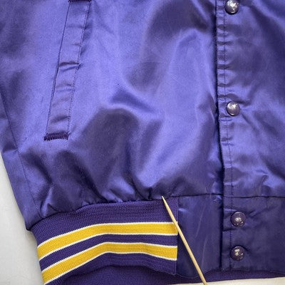 Vintage Minnesota Vikings Chalk Line Satin Bomber Jacket Size Small NFL