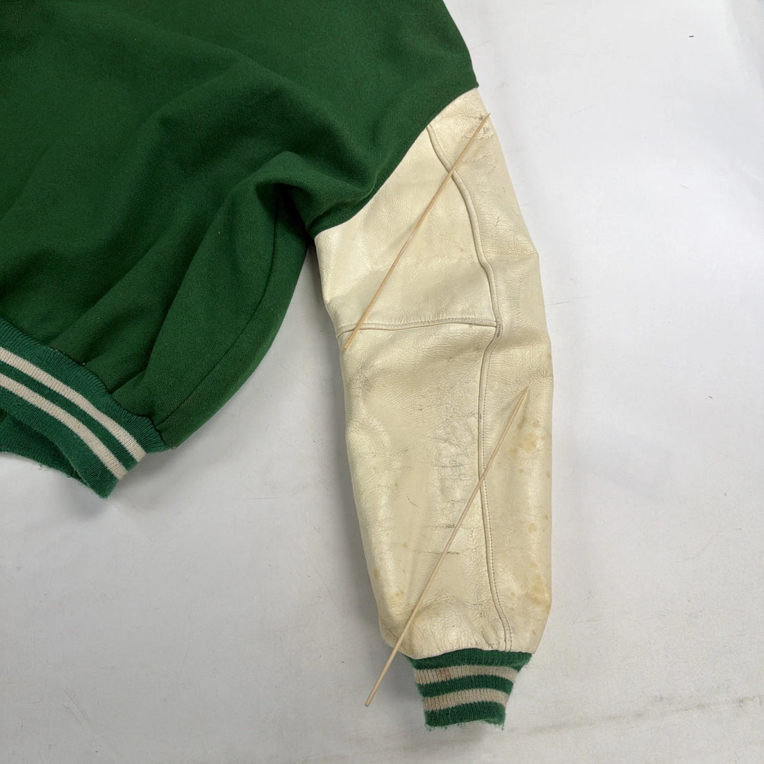 Vintage Leather Wool Letterman Varsity Jacket Size 42 80s