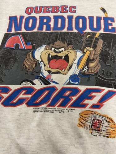 Vintage Quebec Nordiques Taz Looney Tunes Sweatshirt Size Medium 1993 90s NHL