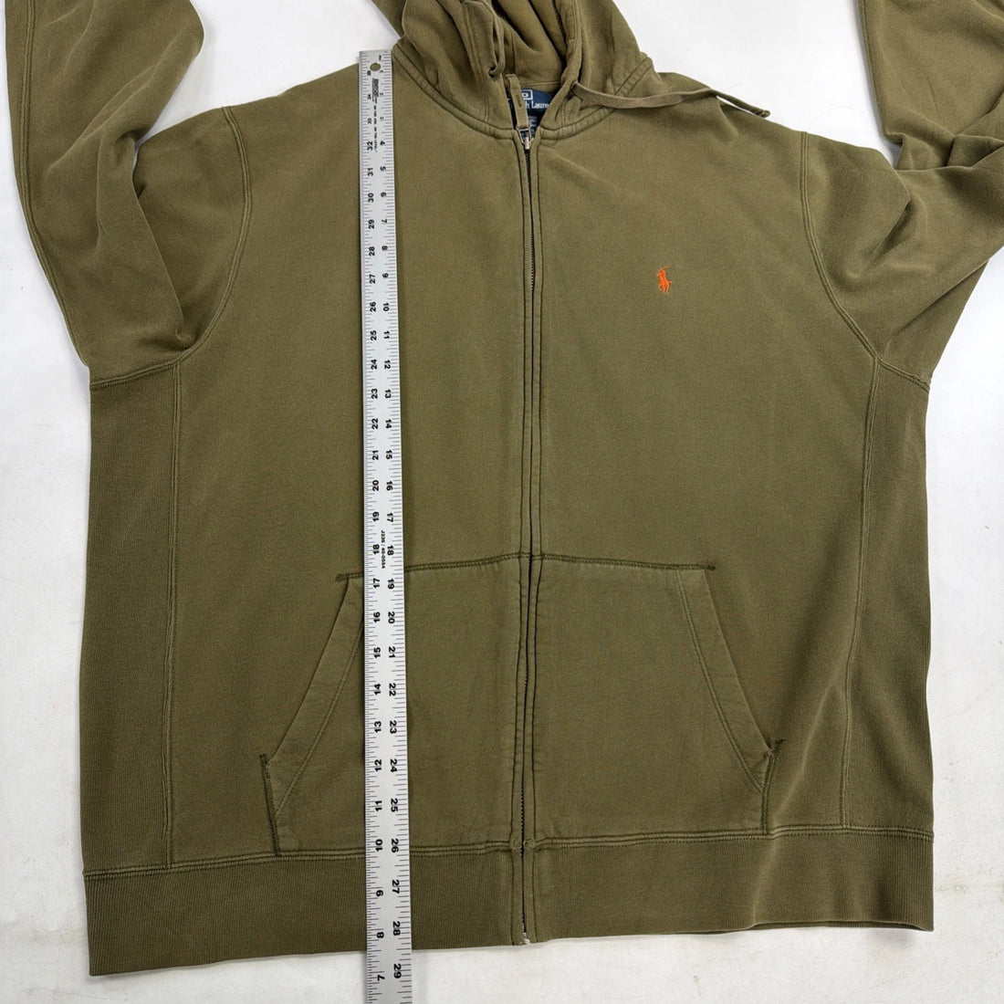 Vintage Polo Ralph Lauren Full Zip Sweatshirt Hoodie Size Medium XL Green