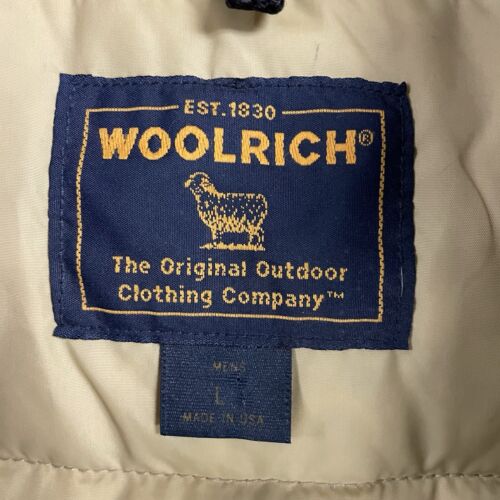 Vintage Woolrich Puffer Vest Jacket Size Large Tan Insulated