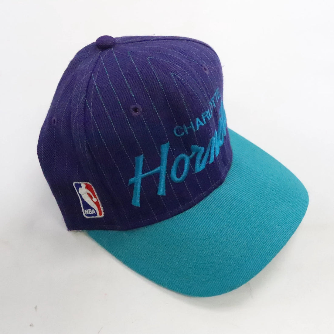 Vintage Charlotte Hornets Script Sports Specialties Pinstripe Snapback Hat NBA