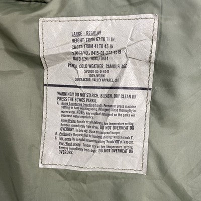 Valley Apparel Cold Weather Camo Parka Coat Jacket Size Large Military