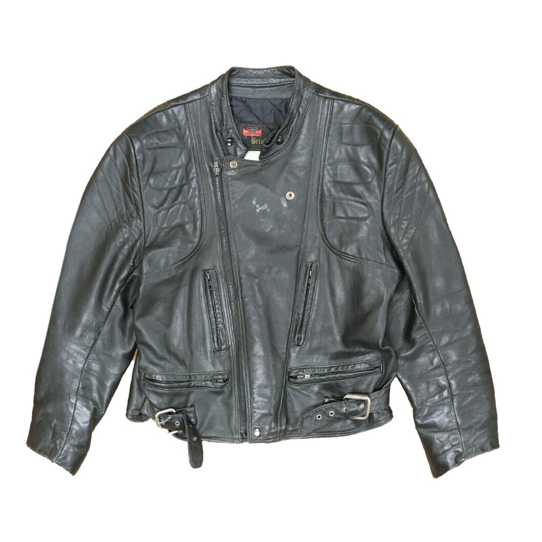 Vintage Bristol Cafe Racer Motorcycle Leather Jacket Size Large Black