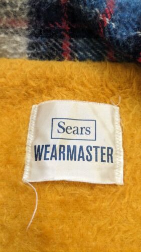 Vintage Sears Wearmaster Wool Coat Jacket Size Large Plaid