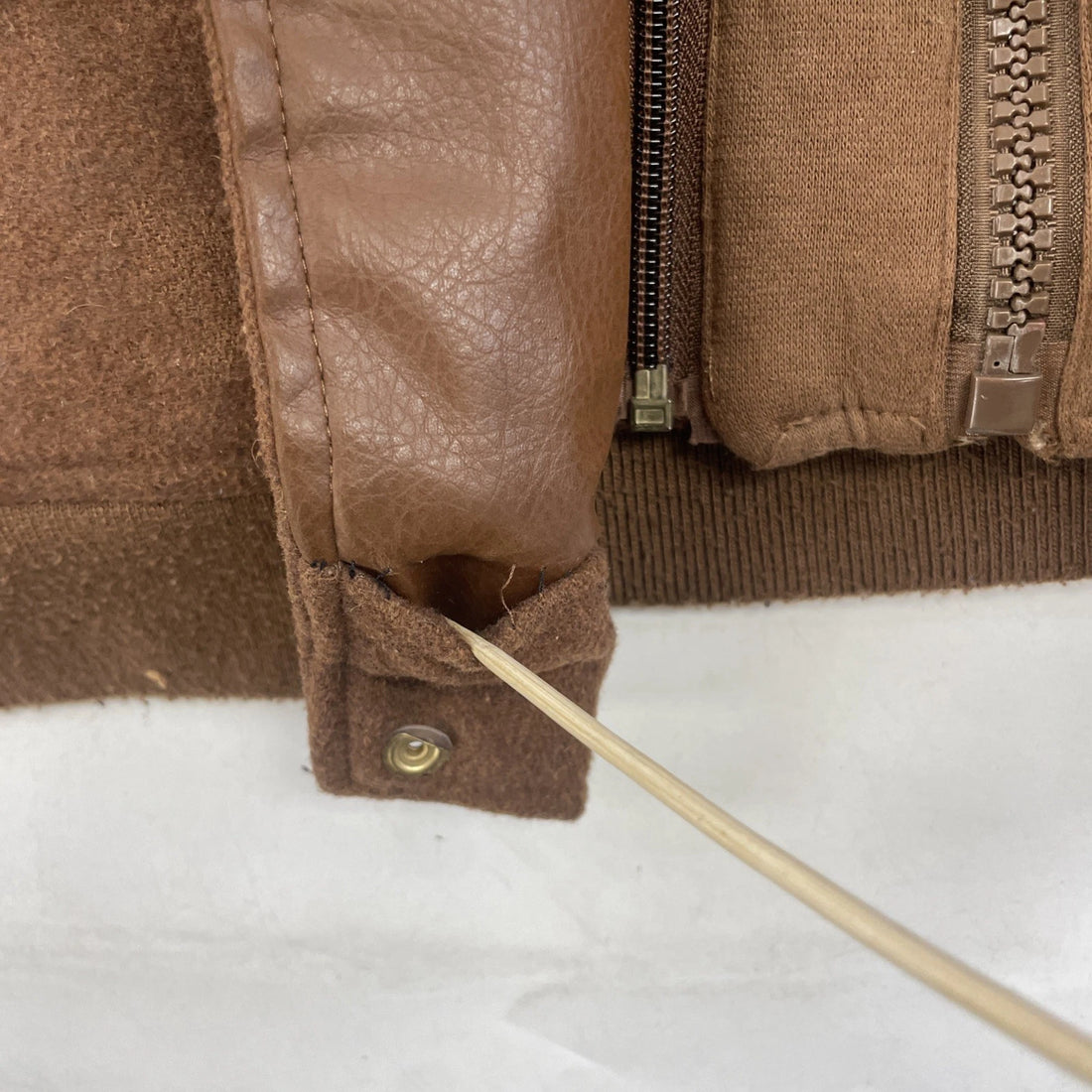 Vintage Akademiks Wool Faux Leather Varsity Jacket Size Large Brown Y2K