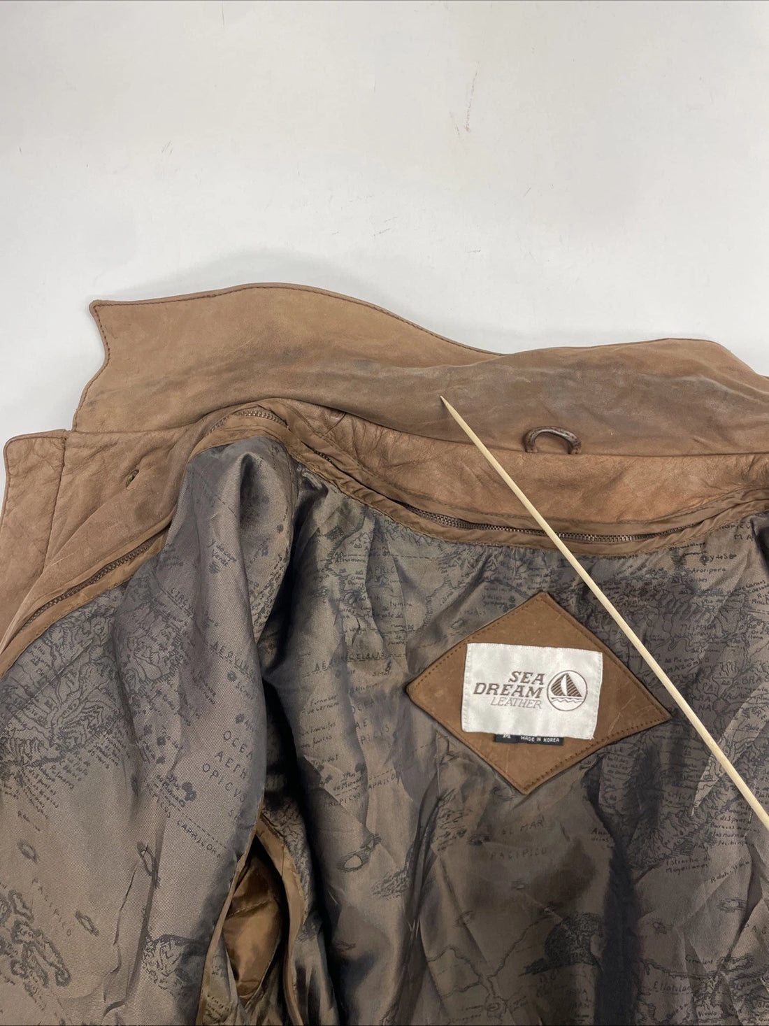 Vintage Sea Dream Leather Suede Bomber Jacket Size Medium Brown