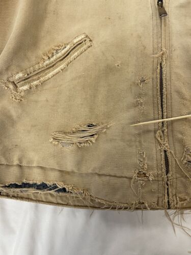 Vintage Carhartt Canvas Detroit Work Jacket Medium Blanket Lined Distressed