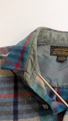 Vintage Eddie Bauer Wool Button Up Shirt Size Large Plaid