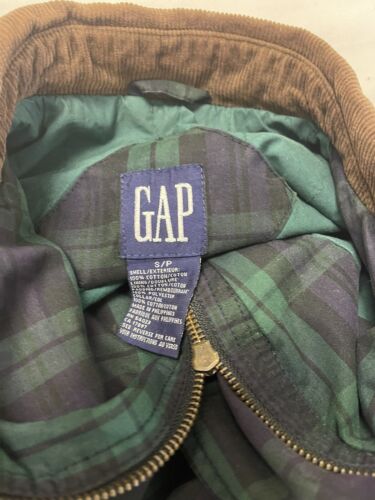 Vintage Gap Tartan Plaid Field Coat Jacket Size Small 90s Corduroy Trim