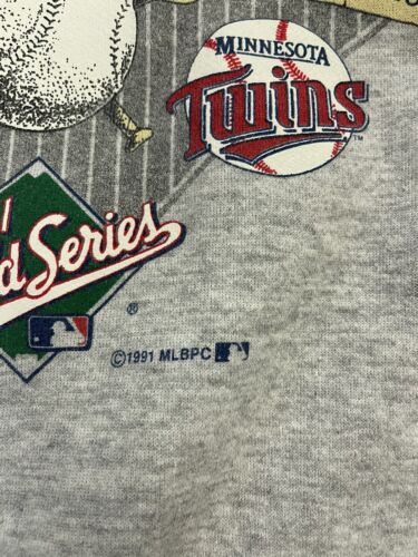 Vintage Atlanta Braves Minnesota Twins World Series Sweatshirt Large 1991 MLB