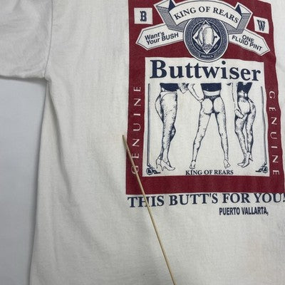 Vintage Budweiser Buttwiser This Butts For You T-Shirt Large Beer Parody Humor