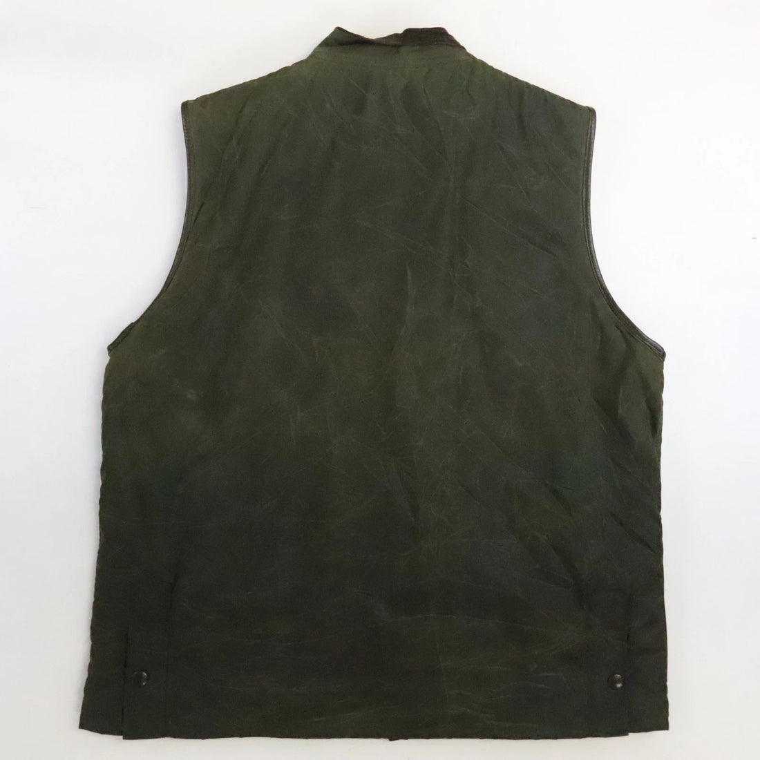 Barbour Waxed Cotton Vest Jacket XL Green Corduroy Collar