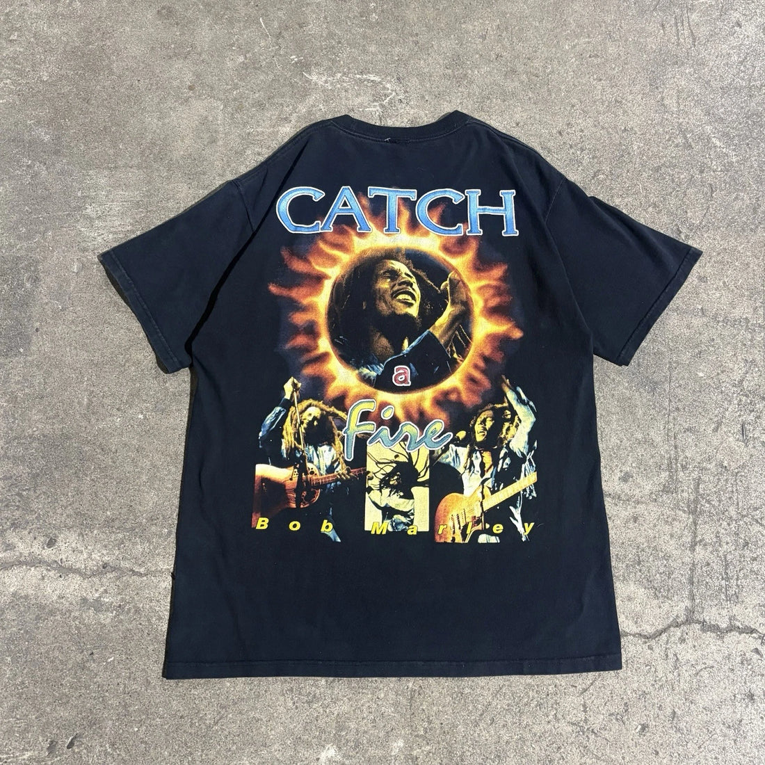 Vintage Bob Marley Catch A Fire Rap Tee T-Shirt Size XL