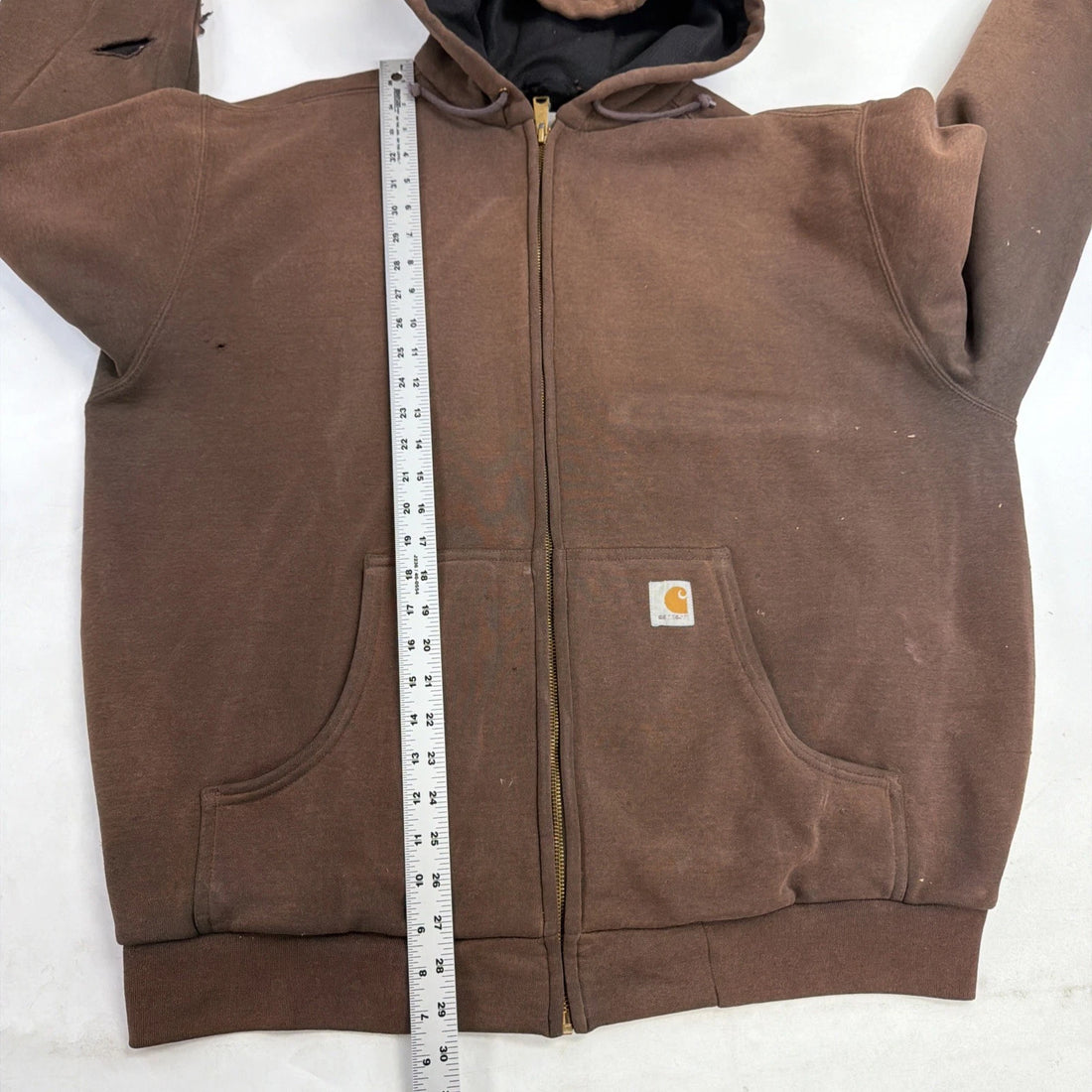 Vintage Carhartt Full Zip Sweatshirt Hoodie Size XL Brown Thermal Lined