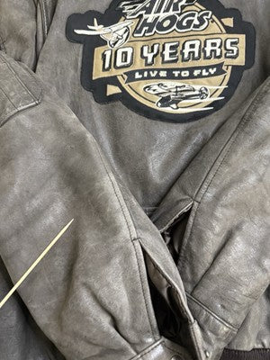 Vintage Air Hog 10 Year Anniversary Leather Flight Bomber Jacket Size XL